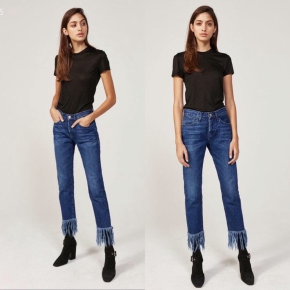 3x1 Fringe Straight Crop Jeans